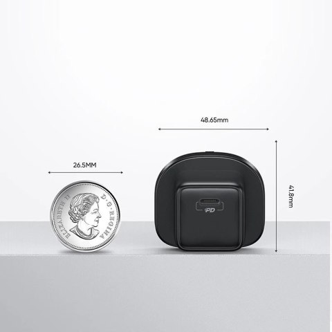 Joyroom mała szybka ładowarka USB Typ C PD 25W wtyczka UK czarny + kabel USB Typ C - USB Typ C (L-P251)