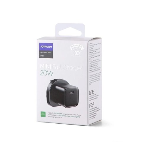 Joyroom szybka ładowarka sieciowa USB Typ C 20W UK Power Delivery Quick Charge 3.0 AFC czarna (L-P202)