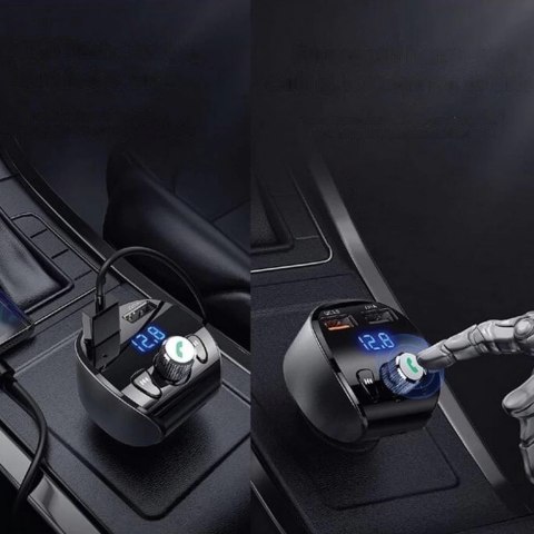 Joyroom transmiter FM Bluetooth 5.0 MP3 micro SD ładowarka samochodowa 2x USB 18 W 3 A Quick Charge 3.0 czarny (JR-CL02)