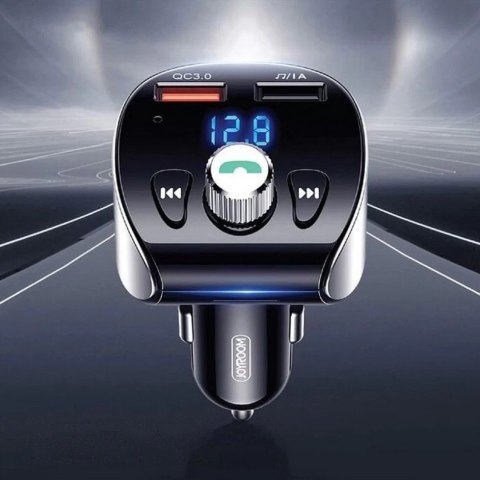Joyroom transmiter FM Bluetooth 5.0 MP3 micro SD ładowarka samochodowa 2x USB 18 W 3 A Quick Charge 3.0 czarny (JR-CL02)