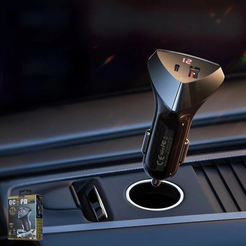 Remax Alien II ładowarka samochodowa USB / USB Typ C 45W Power Delivery Quick Charge czarny (RCC232 black)