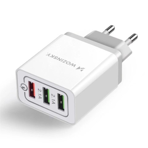 Wozinsky szybka ładowarka sieciowa Quick Charge QC 3.0 3x USB 30W biały (WWC-01)