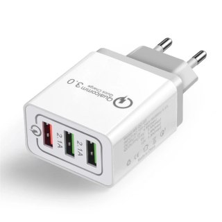 Wozinsky szybka ładowarka sieciowa Quick Charge QC 3.0 3x USB 30W biały (WWC-01)