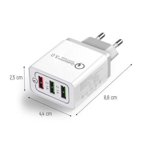 Wozinsky szybka ładowarka sieciowa Quick Charge QC 3.0 3x USB 30W biały (WWC-01)