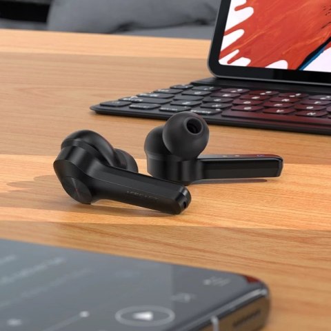 Acefast gamingowe dokanałowe słuchawki bezprzewodowe TWS Bluetooth 5.0 opóźnienie 65ms wodoodporne IPX5 czarny (T4 black)