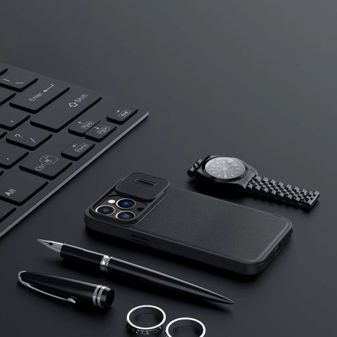 Nillkin Qin Cloth Pro Case etui do iPhone 13 Pro Max osłona na aparat kabura pokrowiec obudowa z klapką szary