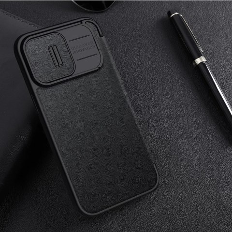 Nillkin Qin Cloth Pro Case etui do iPhone 13 Pro Max osłona na aparat kabura pokrowiec obudowa z klapką szary