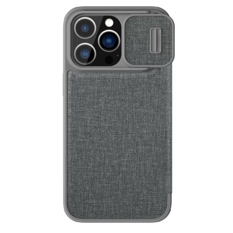 Nillkin Qin Cloth Pro Case etui do iPhone 13 Pro osłona na aparat kabura pokrowiec obudowa z klapką szary
