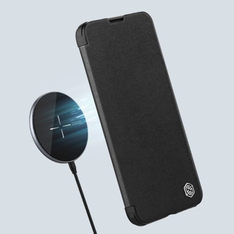 Nillkin Qin Cloth Pro Case etui do iPhone 13 Pro osłona na aparat kabura pokrowiec obudowa z klapką szary