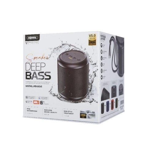 Remax Warriors Series wodoodporny IPX6 głośnik bezprzewodowy Bluetooth 5.0 10W 1500mAh czarny (RB-M56-BK)