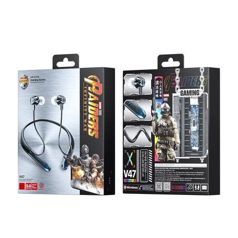 WK Design V47 bezprzewodowe słuchawki gamingowe dokanałowe z mikrofonem czarny (V47)