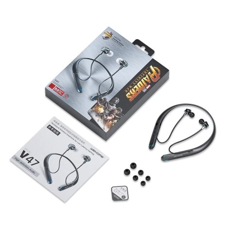 WK Design V47 bezprzewodowe słuchawki gamingowe dokanałowe z mikrofonem czarny (V47)