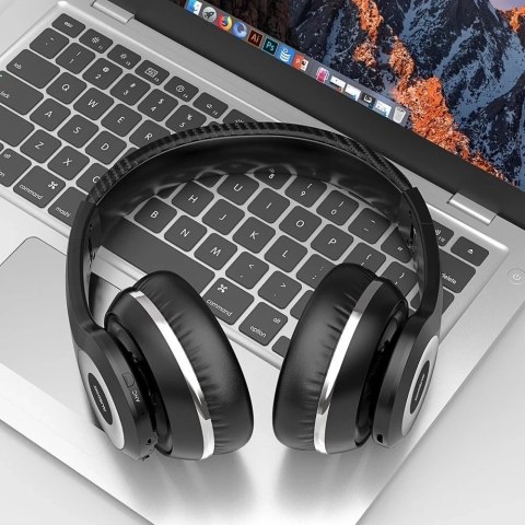 Ausdom bezprzewodowe wokółuszne słuchawki Bluetooth 5.0 ANC (aktywna redukcja szumów) czarno-czerwony (ANC10)