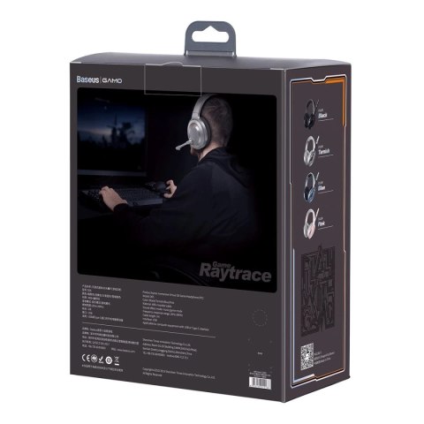 Baseus GAMO wokółuszne słuchawki USB z mikrofonem i pilotem dla graczy szary (NGD05-01)