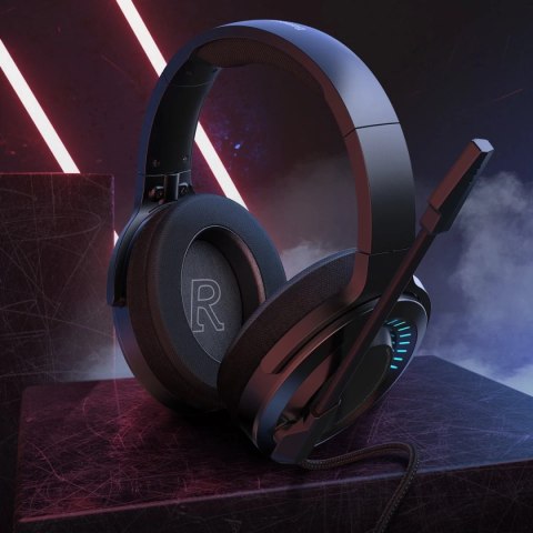 Baseus GAMO wokółuszne słuchawki USB z mikrofonem i pilotem dla graczy szary (NGD05-01)