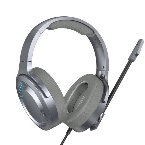 Baseus GAMO wokółuszne słuchawki USB z mikrofonem i pilotem dla graczy szary (NGD05-01)