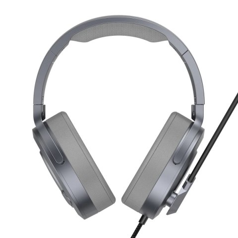 Baseus GAMO wokółuszne słuchawki USB z mikrofonem i pilotem dla graczy szary (NGD05-01)