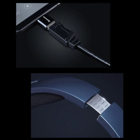 Baseus GAMO wokółuszne słuchawki USB z mikrofonem i pilotem dla graczy szary (NGD05-01)