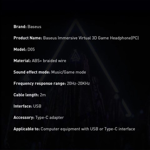 Baseus GAMO wokółuszne słuchawki USB z mikrofonem i pilotem dla graczy szary (NGD05-01)