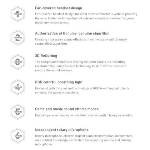 Baseus GAMO wokółuszne słuchawki USB z mikrofonem i pilotem dla graczy szary (NGD05-01)