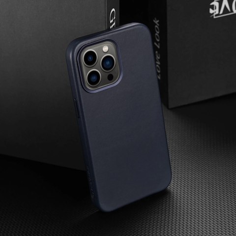 Dux Ducis Naples etui do iPhone 13 Pro Max skórzany pokrowiec (kompatybilny z MagSafe) niebieski