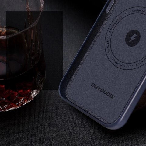 Dux Ducis Naples etui do iPhone 13 Pro skórzany pokrowiec (kompatybilny z MagSafe) niebieski