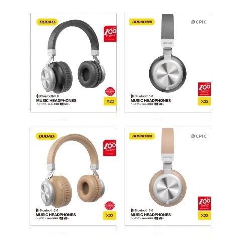 Dudao bezprzewodowe słuchawki Bluetooth z gniazdem kart micro SD złoty (X22 gold)