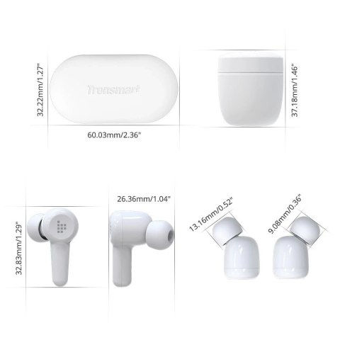 Tronsmart Apollo Air + TWS ANC dokanałowe wodoodporne bezprzewodowe słuchawki Bluetooth 5.2 biały (372453)