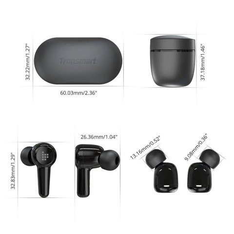 Tronsmart Apollo Air + TWS ANC dokanałowe wodoodporne bezprzewodowe słuchawki Bluetooth 5.2 czarny (372359)