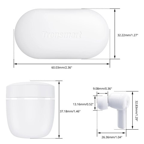 Tronsmart Apollo Air TWS dokanałowe wodoodporne bezprzewodowe słuchawki Bluetooth 5.2 biały (372452)