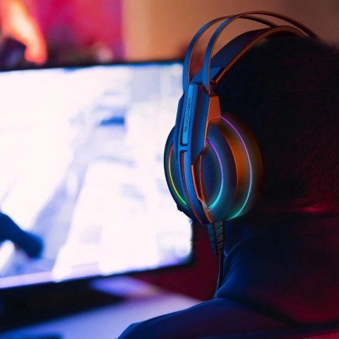 WK Design M9 gamingowe wokółuszne słuchawki z mikrofonem USB dla graczy szary (M9)