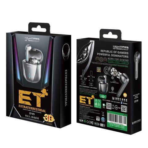 WK Design bezprzewodowe słuchawki Bluetooth TWS wodoodporne IPX4 czarny (ET-V9 black)