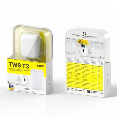 WK Design douszne bezprzewodowe słuchawki Bluetooth TWS biały (T3 white)