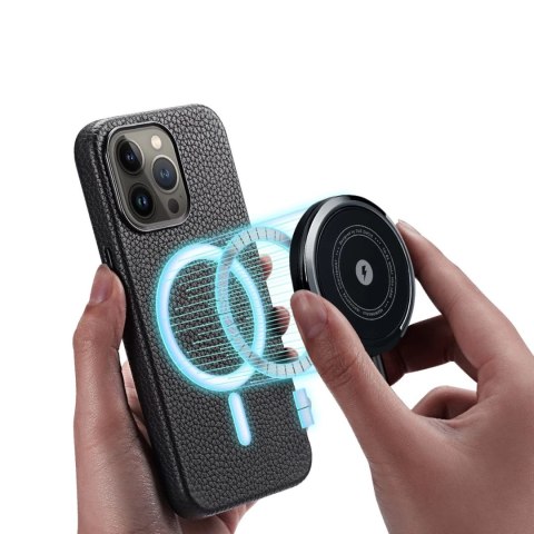 Dux Ducis Roma skórzane etui do iPhone 13 Pro elegancki pokrowiec z naturalnej skóry czarny