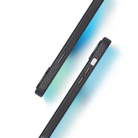Dux Ducis Roma skórzane etui do iPhone 13 elegancki pokrowiec z naturalnej skóry czarny