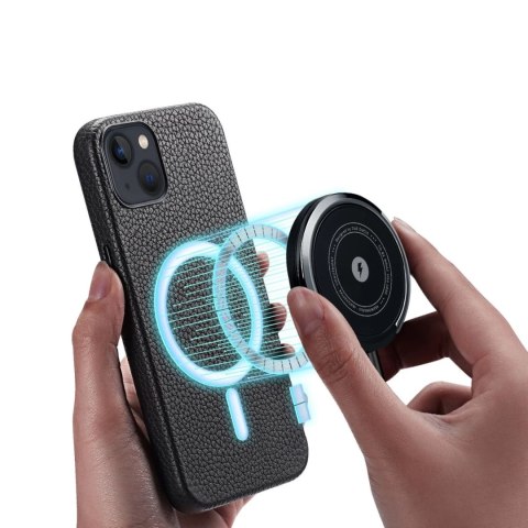 Dux Ducis Roma skórzane etui do iPhone 13 elegancki pokrowiec z naturalnej skóry czarny