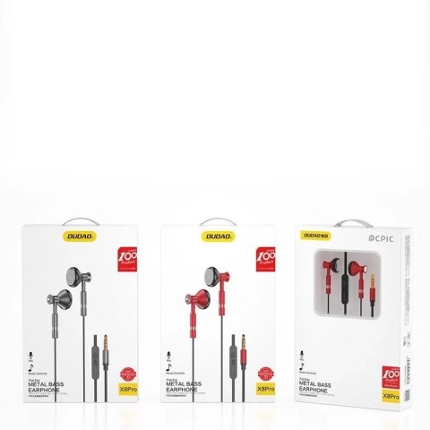 Dudao przewodowe słuchawki douszne 3,5 mm mini jack szary (X8Pro grey)