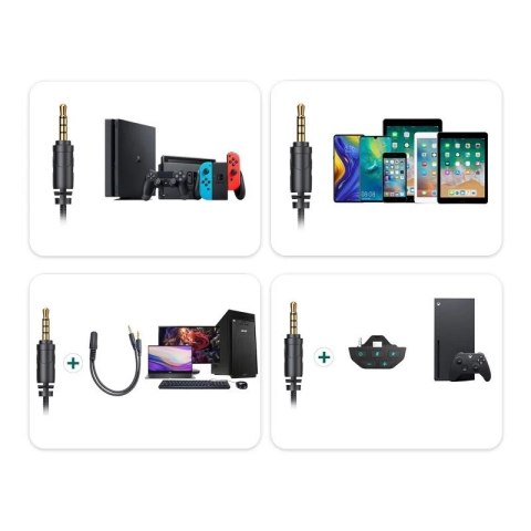 Joyroom gamingowe wokółuszne słuchawki 3,5mm mini jack z pilotem i mikrofonem dla graczy czarny (JR-HG1 green)