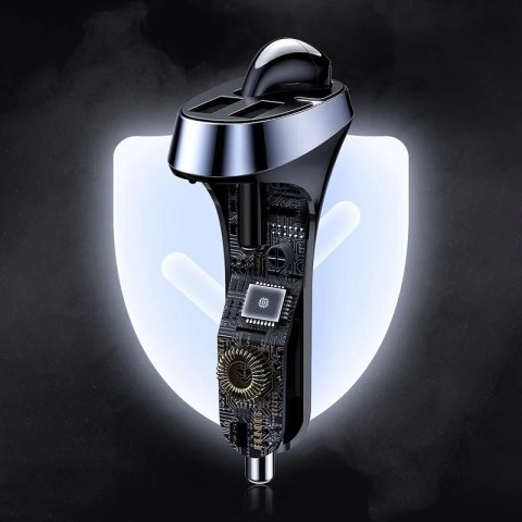 Joyroom ładowarka samochodowa 2x USB + słuchawka Bluetooth 5.0 30W 2.1 A Quick Charge 3.0 czarny (JR-CP2)