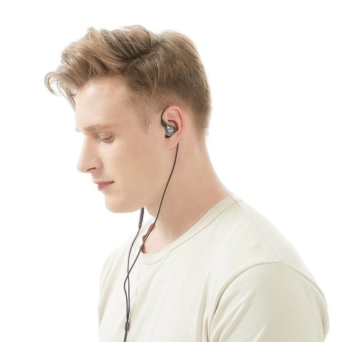 Remax przewodowe metalowe słuchawki dokanałowe z pilotem głośności lightning 1,2m czarny (RM-655is)