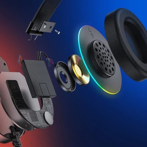 WK Design M9 gamingowe wokółuszne słuchawki z mikrofonem USB dla graczy szary (M9)