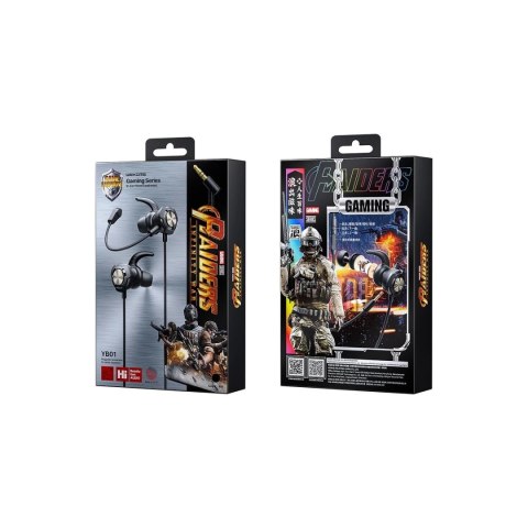 WK Design YB01 Gaming Series dokanałowe słuchawki dla graczy mikrofon minijack 3,5mm czarny (YB01-black)