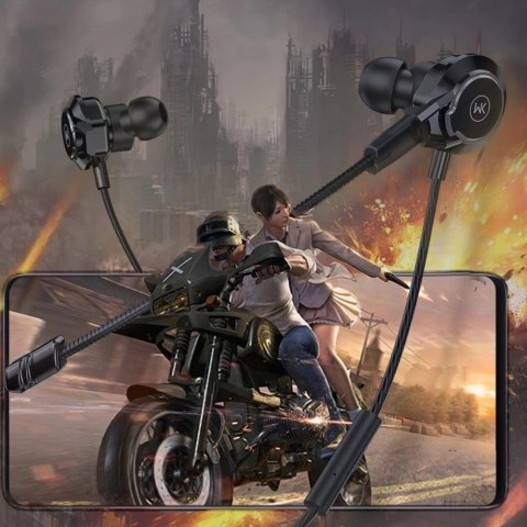 WK Design dokanalowe gamingowe słuchawki zmieniające głos (efekty dźwiękowe) USB Typ C mikrofon pilot czarny (Y28 black)