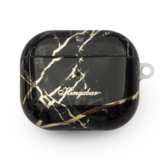 Kingxbar Marble Pods Case etui do AirPods 3 marmurowa obudowa pokrowiec na słuchawki czarny