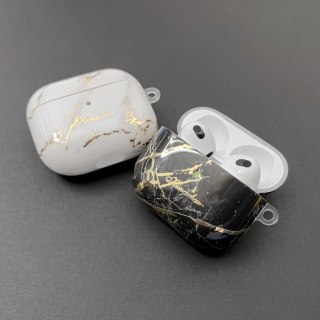 Kingxbar Marble Pods Case etui do AirPods 3 marmurowa obudowa pokrowiec na słuchawki czarny