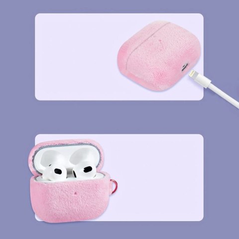 Kingxbar Plush Pods Case etui do AirPods 3 pluszowa obudowa pokrowiec na słuchawki fioletowy