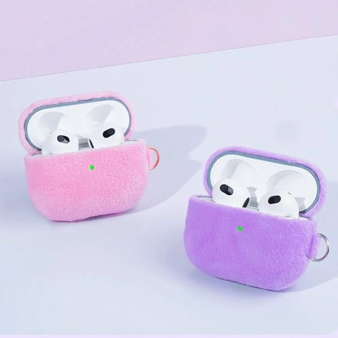 Kingxbar Plush Pods Case etui do AirPods 3 pluszowa obudowa pokrowiec na słuchawki fioletowy