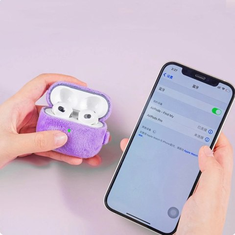 Kingxbar Plush Pods Case etui do AirPods 3 pluszowa obudowa pokrowiec na słuchawki fioletowy