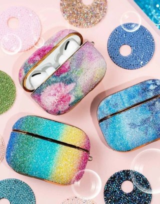 Kingxbar Rainbow błyszczące brokatowe etui pudełko pudełeczko na słuchawki AirPods Pro niebieski