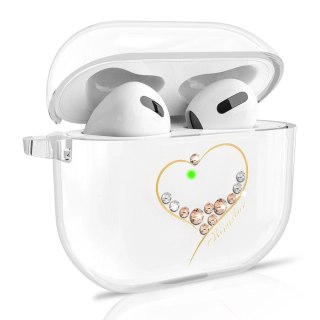 Kingxbar Wish Pods Case etui do AirPods 3 z kryształami Swarovskiego obudowa pokrowiec na słuchawki złoty